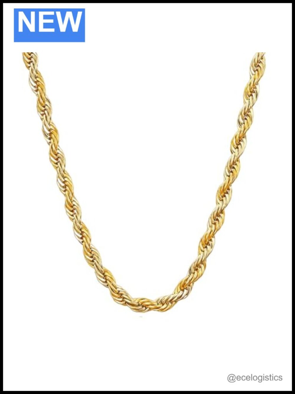 14K Solid Yellow Gold Twisted Rope Chain Necklace Diamond-Cut